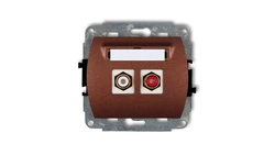 TREND Gniazdo podwójne RCA (typu cinch - biały i czerwony, pozłacany) brĄzowy metalik 9GRCA-2