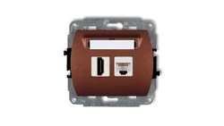 TREND Gniazdo pojedyncze HDMI + Gniazdo komputerowe pojedyncze 1xRJ45, kat. 5e, 8-stykowy brĄzowy metalik 9GHK