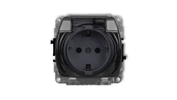 TREND Gniazdo bryzgoszczelne z/u SCHUKO (klapka dymna) grafitowy 11GPB-1sdp