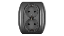 TREND Gniazdo podwójne z/u SCHUKO grafitowy 11GP-2sp