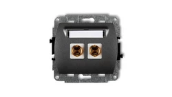 TREND Gniazdo głośnikowe pojedyncze (typu banan - czerwony i czarny, pozłacany, 4 mm2, do lutowania) grafitowy 11GG-3