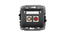 TREND Gniazdo podwójne RCA (typu cinch - biały i czerwony, pozłacany) grafitowy 11GRCA-2