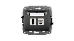 TREND Gniazdo pojedyncze HDMI + Gniazdo komputerowe pojedyncze 1xRJ45, kat. 5e, 8-stykowy grafitowy 11GHK