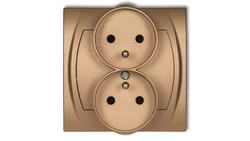 LOGO Gniazdo podwójne z/u z przesłonami złoty metalik 8LGPR-2zp