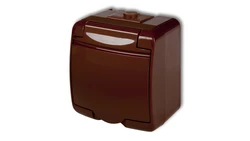 JUNIOR Gniazdo pojedyncze z/u (klapka brązowa) brązowy 4GHE-1p