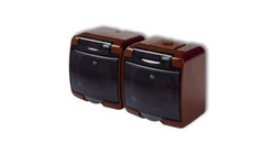 JUNIOR Gniazdo podwójne z/u (klapka dymna) brązowy 4GHE-2dp