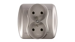 Simon Akord Gniazdo podwójne z/u 16A IP20 aluminium metalizowane AGZ2/26