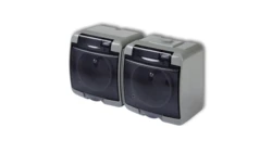 JUNIOR Gniazdo podwójne z/u (klapka dymna) popielaty 10GHE-2dp