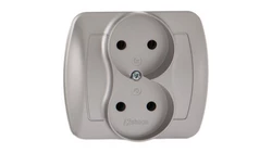 Simon Akord Gniazdo podwójne b/u 16A IP20 aluminium metalizowane AG2/26