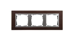 Simon 82 Ramka potrójna pozioma drewniana wenge/ ramka pośrednia aluminium mat 82937-65