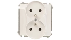 Simon Basic Gniazdo podwójne z/u 16A IP20 z przesłoną torów białe BMGZ2Mz.01/11