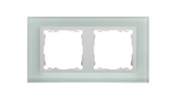 Simon 82 Ramka podwójna pozioma szklana natural/ ramka pośrednia biała 82627-60
