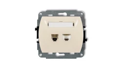 TREND Gniazda telefoniczne pojedyncze 1xRJ11 + komputerowego pojedynczego 1xRJ45, kat. 5e, 8-stykowy beżowy 1GTK