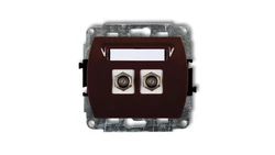 TREND Gniazdo antenowe podwójnego typu F (SAT) niklowany brązowy 4GF-2