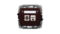 TREND Gniazdo antenowe pojedyncze typu F (SAT) + gniazda komputerowe pojedyncze 1xRJ45 kat. 5e 8-stykowy brązowy 4GFK-1