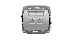 TREND Gniazdo antenowe podwójnego typu F (SAT) niklowany srebrny metalik 7GF-2