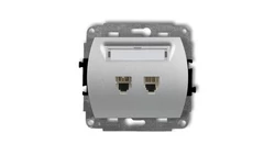 TREND Gniazda telefoniczne podwójne 2xRJ11, 4-stykowy srebrny metalik 7GT-2