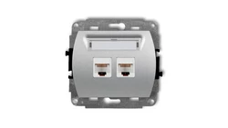 TREND Gniazda komputerowe podwójne 2xRJ45, kat. 6, 8-stykowy srebrny metalik 7GK-4