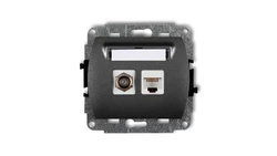 TREND Gniazdo antenowe pojedyncze typu F (SAT) + gniazda komputerowe pojedyncze 1xRJ45 kat. 5e 8-stykowy grafitowy 11GFK-1