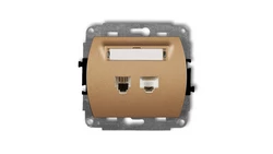 TREND Gniazda telefoniczne pojedyncze 1xRJ11 + komputerowego pojedynczego 1xRJ45, kat. 5e, 8-stykowy złoty metalik 8GTK