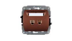 TREND Gniazda telefoniczne podwójne 2xRJ11, 4-stykowy brĄzowy metalik 9GT-2