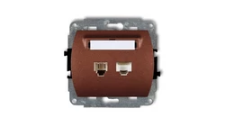 TREND Gniazda telefoniczne pojedyncze 1xRJ11 + komputerowego pojedynczego 1xRJ45, kat. 5e, 8-stykowy brĄzowy metalik 9GTK