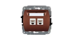 TREND Gniazda komputerowe podwójne 2xRJ45, kat. 6, ekranowane, 8-stykowy brĄzowy metalik 9GK-6