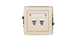 DECO Gniazda telefoniczne podwójne 2xRJ11, 4-stykowy, beznarzędziowe beżowy 1DGT-2