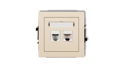 DECO Gniazda telefoniczne pojedyncze 1xRJ11 + komputerowego pojedynczego 1xRJ45, kat. 5e, 8-stykowy, beznarzędziowe beżowy 1DGTK