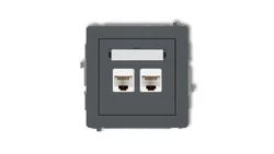 DECO Gniazda komputerowe podwójne 2xRJ45, kat. 5e, 8-stykowy srebrny metalik 7DGK-2