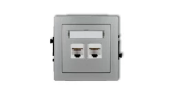 DECO Gniazda komputerowe podwójne 2xRJ45, kat. 6, 8-stykowy srebrny metalik 7DGK-4