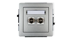 DECO Gniazdo antenowe podwójnego typu F (SAT) niklowany srebrny metalik 7DGF-2