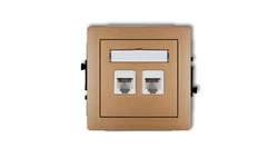 DECO Gniazda telefoniczne podwójne 2xRJ11, 4-stykowy, beznarzędziowe złoty metalik 8DGT-2