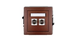 DECO Gniazdo antenowe podwójnego typu F (SAT) niklowany brązowy metalik 9DGF-2