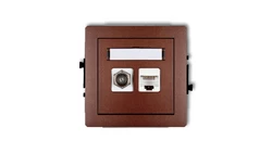 DECO Gniazdo antenowe pojedyncze typu F (SAT) + gniazda komputerowe pojedyncze 1xRJ45 kat. 5e 8-stykowy brązowy metalik 9DGFK-1