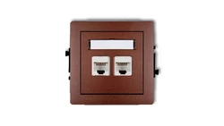 DECO Gniazda komputerowe podwójne 2xRJ45, kat. 6, ekranowane, 8-stykowy brązowy metalik 9DGK-6