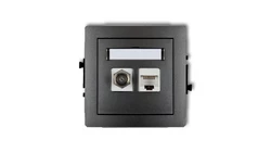 DECO Gniazdo antenowe pojedyncze typu F (SAT) + gniazda komputerowe pojedyncze 1xRJ45 kat. 5e 8-stykowy grafitowy 11DGFK-1 yy