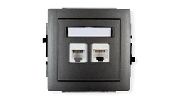 DECO Gniazda telefoniczne pojedyncze 1xRJ11 + komputerowego pojedynczego 1xRJ45, kat. 5e, 8-stykowy, beznarzędziowe grafitowy 11