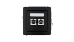 DECO Gniazdo antenowe podwójnego typu F (SAT) niklowany czarny mat 12DGF-2