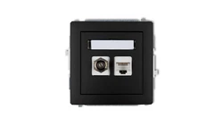 DECO Gniazdo antenowe pojedyncze typu F (SAT) + gniazda komputerowe pojedyncze 1xRJ45 kat. 5e 8-stykowy czarny mat 12DGFK-1