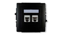 DECO Gniazda telefoniczne pojedyncze 1xRJ11 + komputerowego pojedynczego 1xRJ45, kat. 5e, 8-stykowy, beznarzędziowe czarny mat 1
