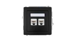 DECO Gniazda komputerowe podwójne 2xRJ45, kat. 6, ekranowane, 8-stykowy czarny mat 12DGK-6