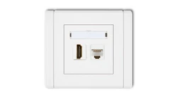 FLEXI Gniazdo pojedyncze HDMI + gniazdo komp. poj. 1xRJ45, kat. 5e, 8-stykowe biały FGHK