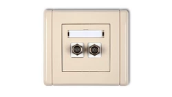 FLEXI Gniazdo antenowe podwójne typu F (SAT) niklowane beżowy 1FGF-2