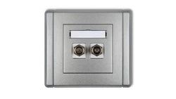 FLEXI Gniazdo antenowe podwójne typu F (SAT) niklowane srebrny metalik 7FGF-2