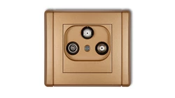 FLEXI Gniazdo antenowe 2 wyjścia SAT + TV złoty metalik 8FGSN