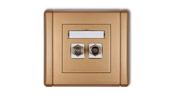 FLEXI Gniazdo antenowe podwójne typu F (SAT) niklowane złoty metalik 8FGF-2