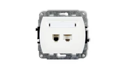 TREND Gniazda telefoniczne pojedyncze 1xRJ11 + komputerowego pojedynczego 1xRJ45, kat. 5e, 8-stykowy biały GTK