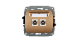 TREND Gniazdo antenowe podwójnego typu F (SAT) niklowany złoty metalik 8GF-2