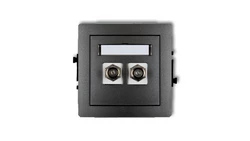 DECO Gniazdo antenowe podwójnego typu F (SAT) pozłacany grafitowy 11DGF-2.1